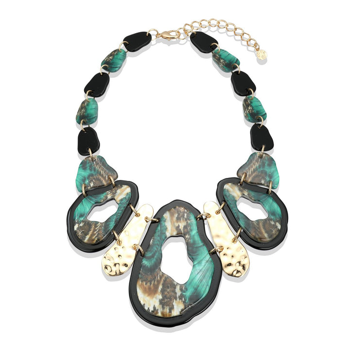 Hallow Oval Leapord Print Necklace