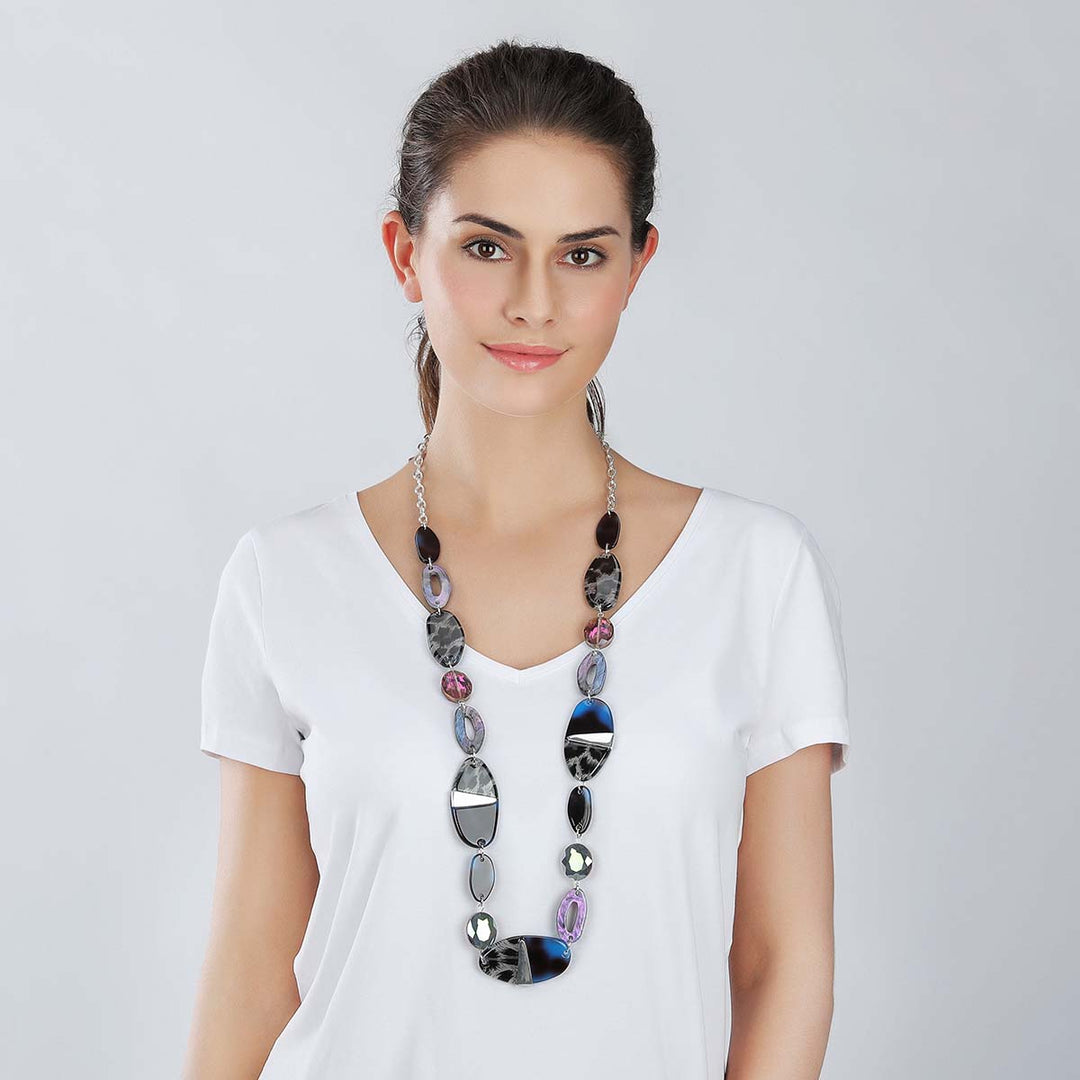 Multishapes Beads In A Row Necklace