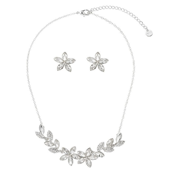 Diamante Flower Necklace Set