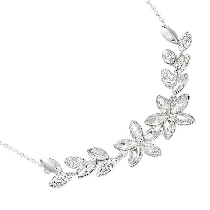 Diamante Flower Necklace Set