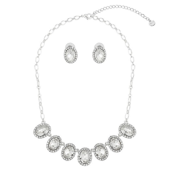 Round Diamond With Diamante Chain Necklace Set