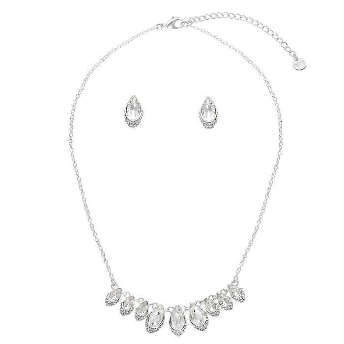 Eye Shape Diamond Necklace Set