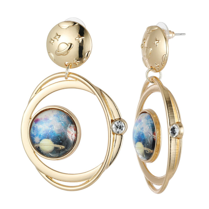 Sky Planet Print Dangling Earrings