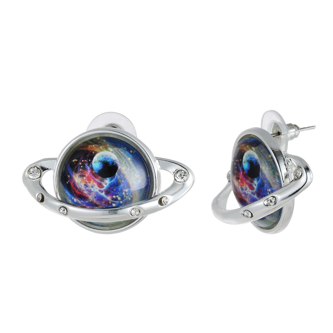 Sky Planet With Diamante Circle Earrings