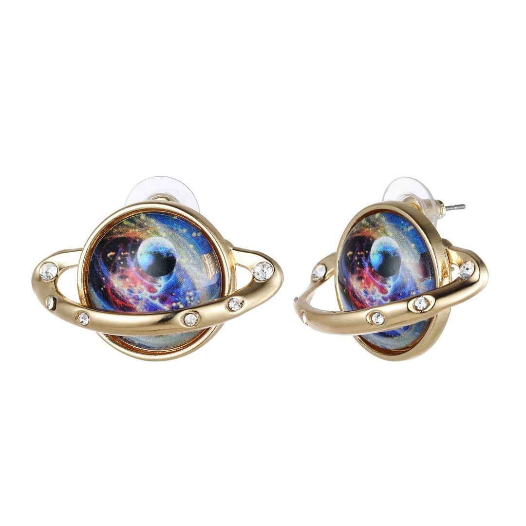 Sky Planet With Diamante Circle Earrings