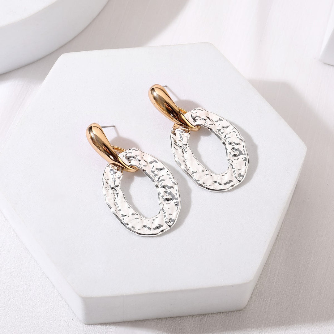 Hammered Effect Oval Earrings