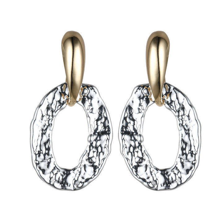 Hammered Effect Oval Earrings