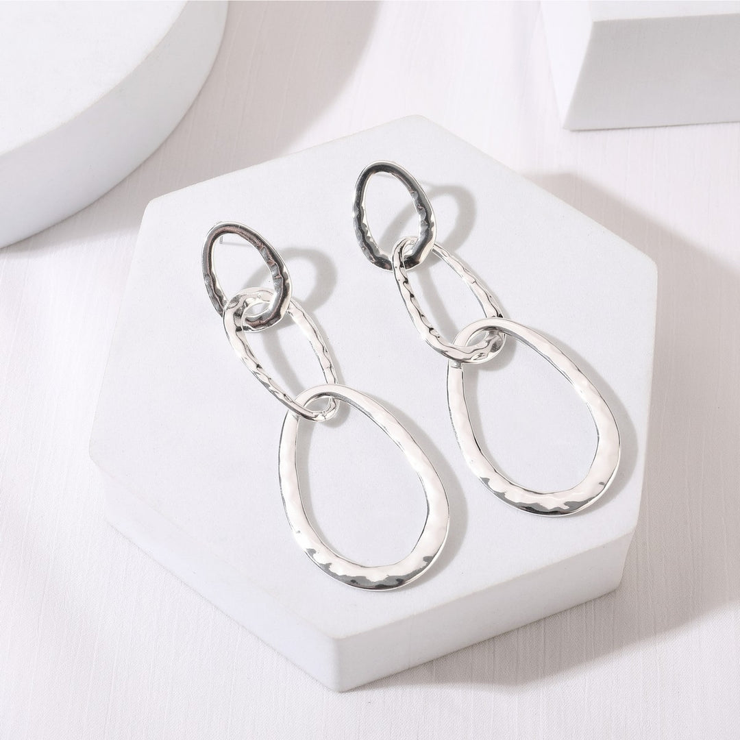 Long Three Ovals Earrings