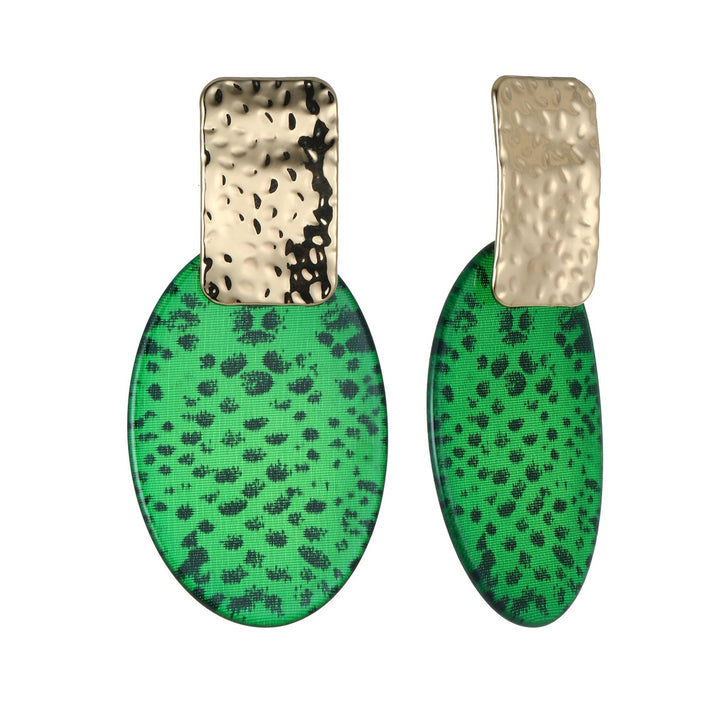 Print Effect Hallow Oval Earrings