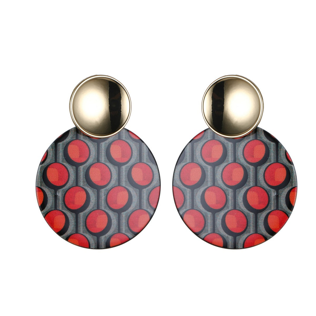 Metal Circle With Print Effect Circle Earrings