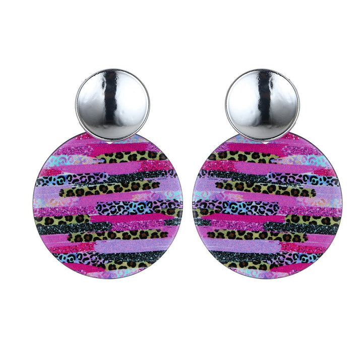 Metal Circle With Print Effect Circle Earrings