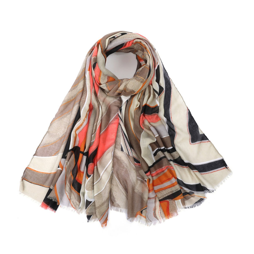 Hand Paint Multi Stripes Cotton Scarf