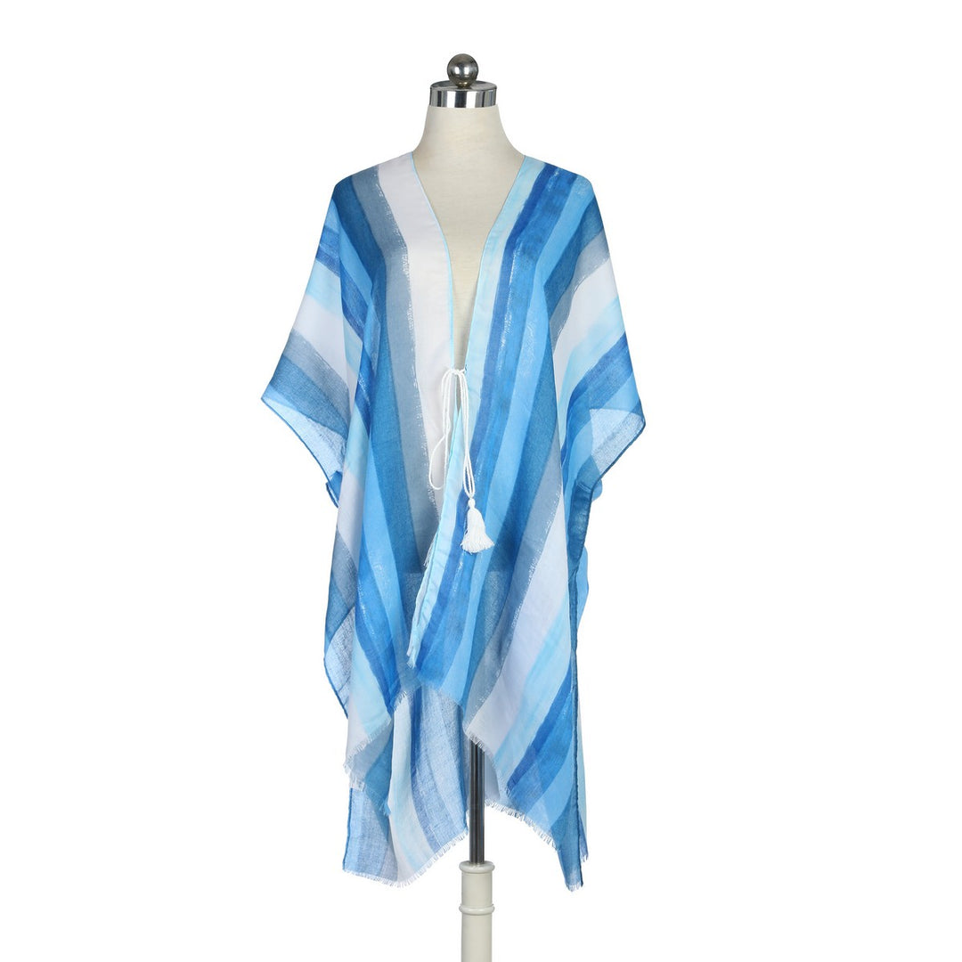 Long Stripes Of Shades Kimono