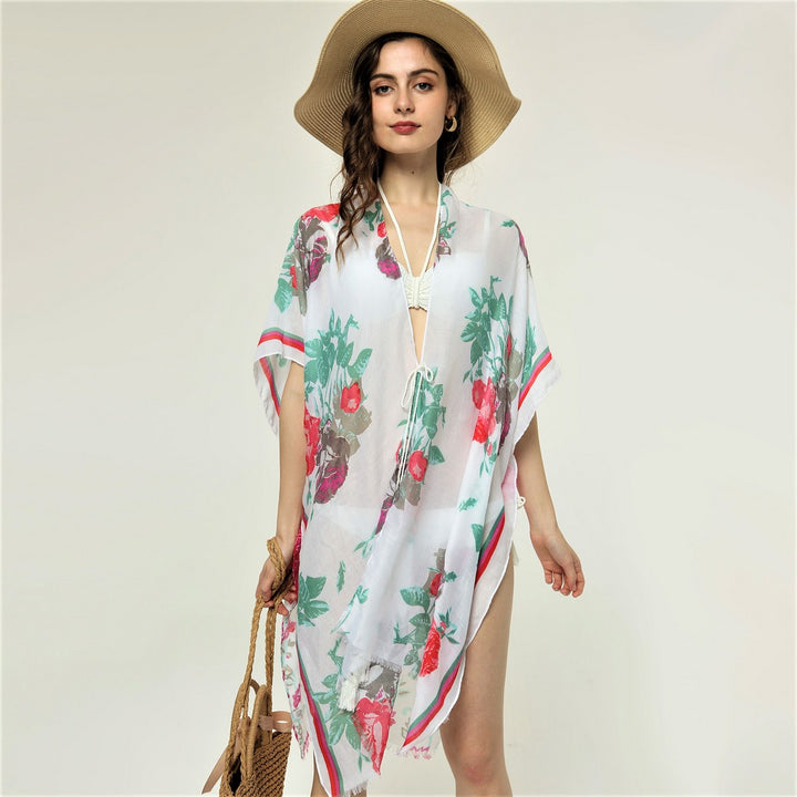 Water Paint Print Summer Kimono