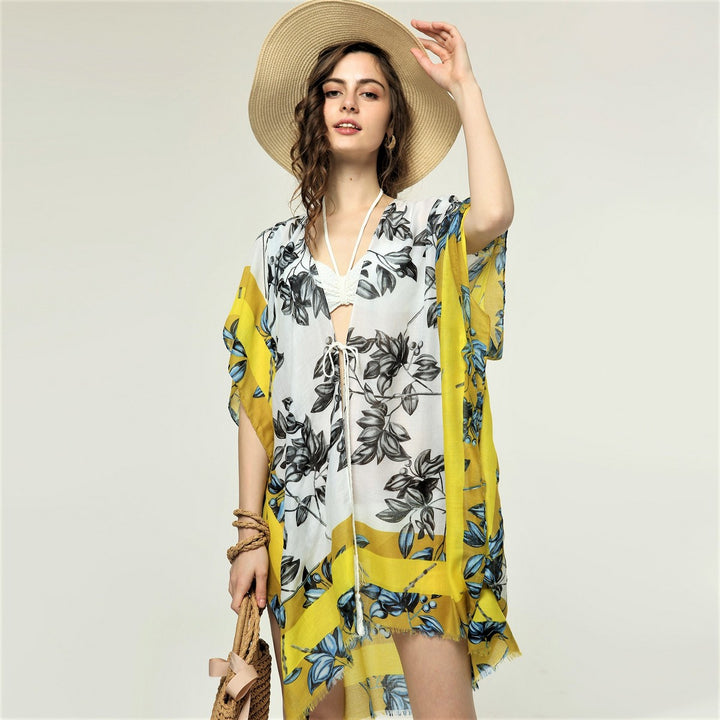 Water Paint Print Summer Kimono