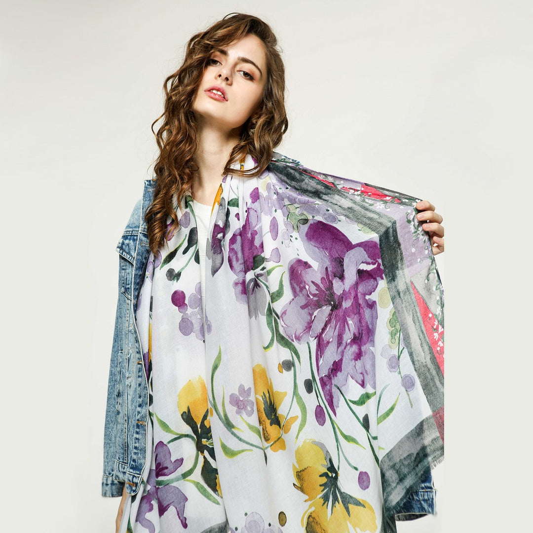 Flower Water Paint Print Summer Kimono