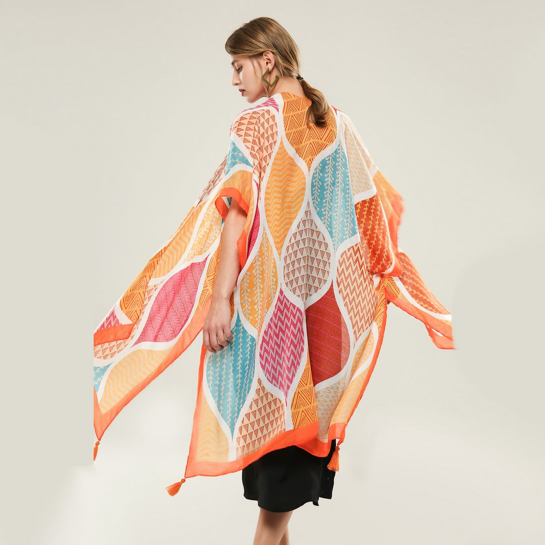 Triangle And Zigzag Pattern Summer Kimono