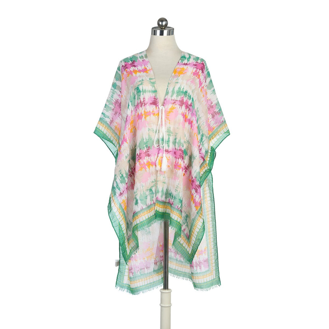 Glare Effect Water Print Summer Kimono