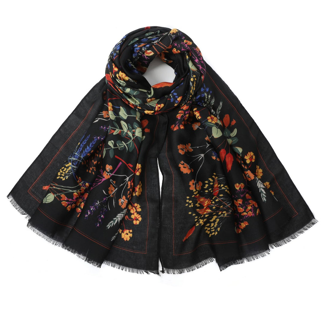 Colourful Leaves Print Scarf