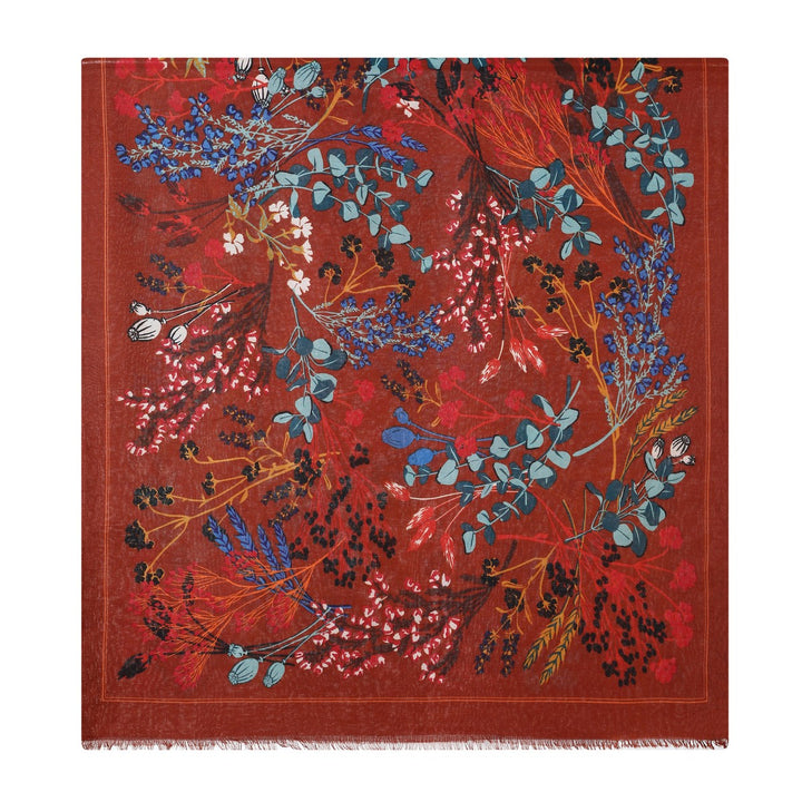 Colourful Leaves Print Scarf