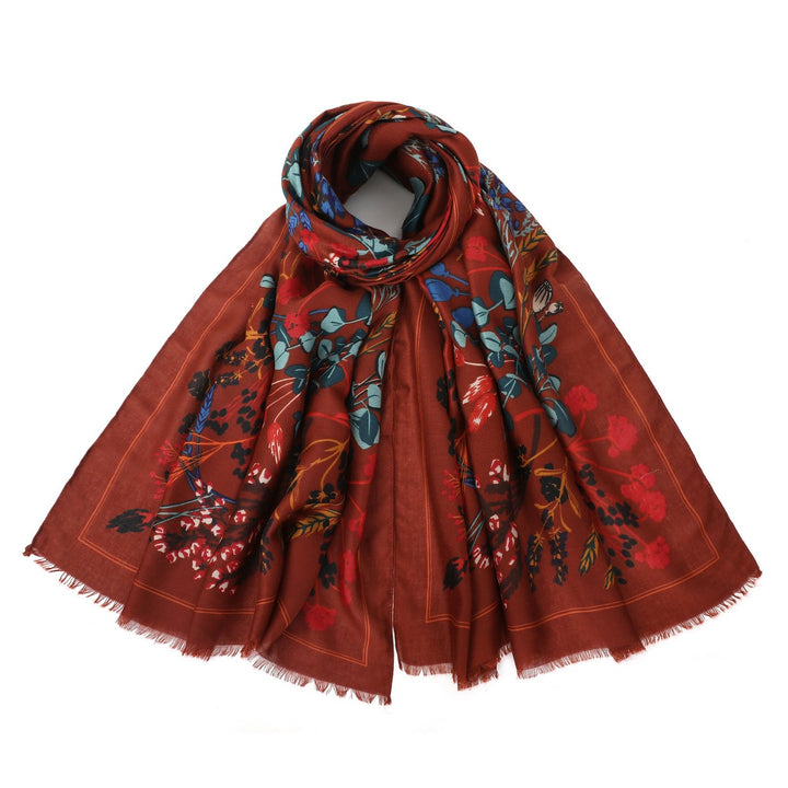 Colourful Leaves Print Scarf