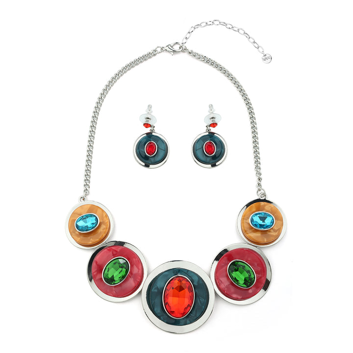 Water Paint Effect Multiple Circles Necklace Set