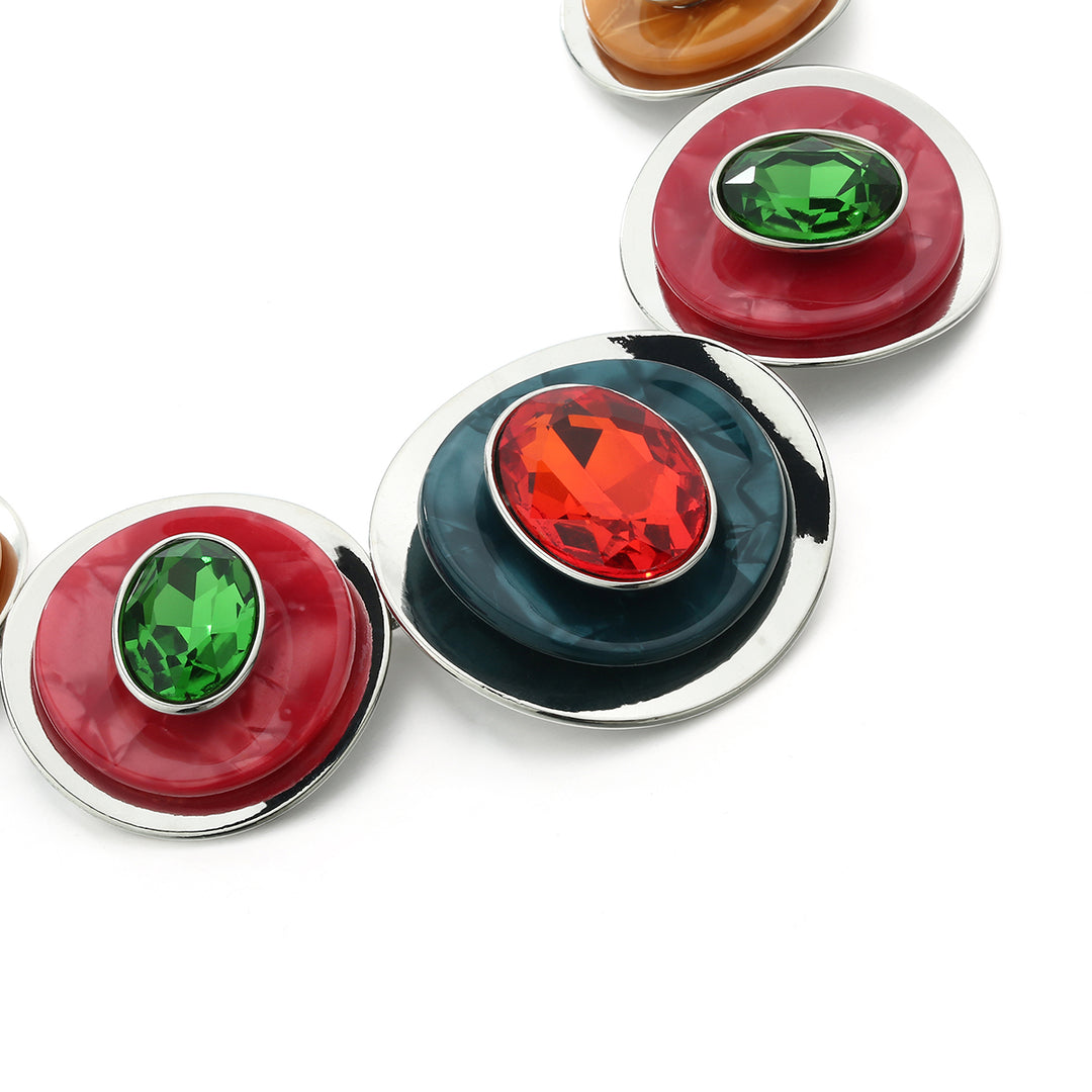 Water Paint Effect Multiple Circles Necklace Set