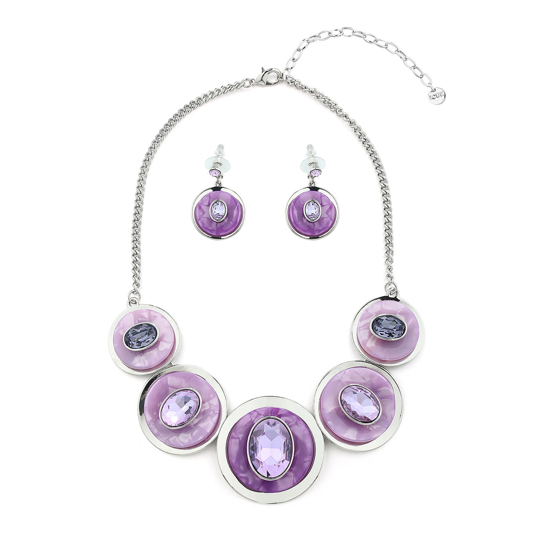 Water Paint Effect Multiple Circles Necklace Set