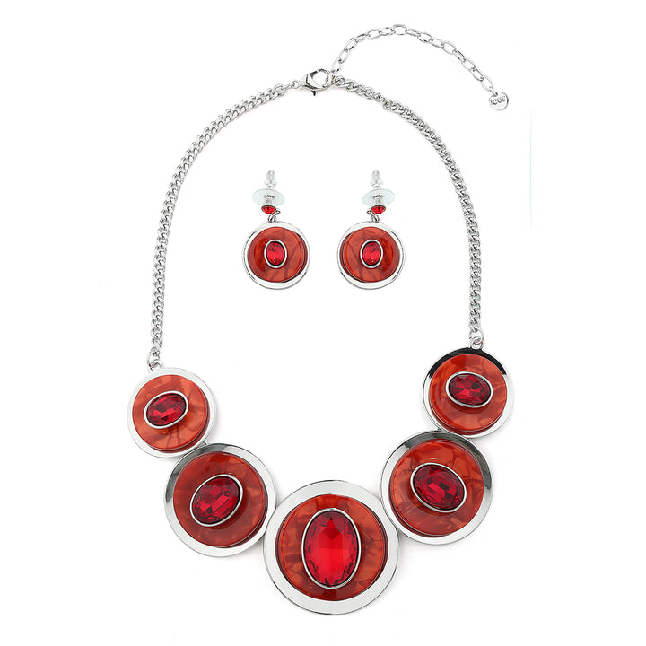 Water Paint Effect Multiple Circles Necklace Set