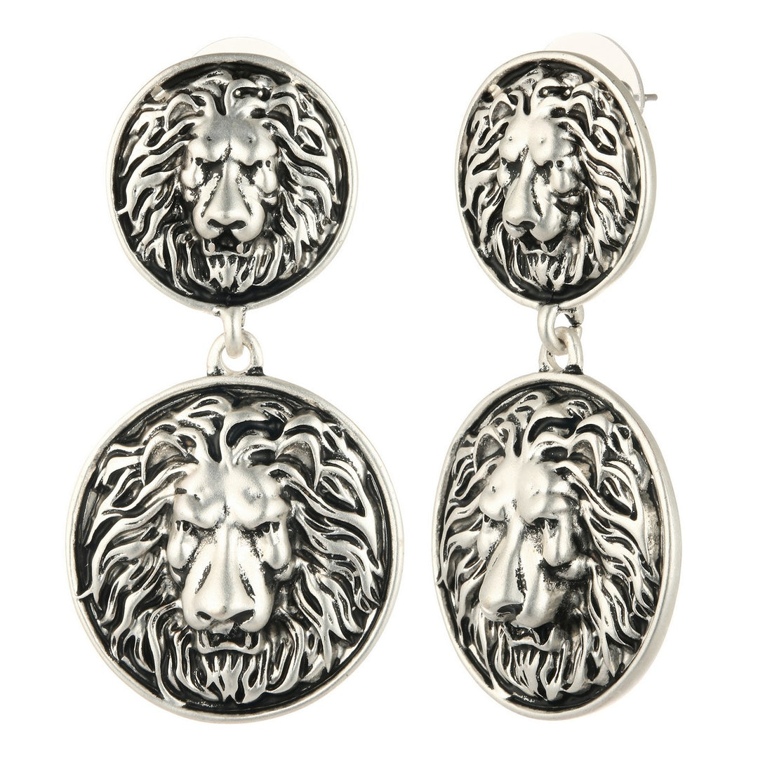 Embossed Lion Dangling Earrings