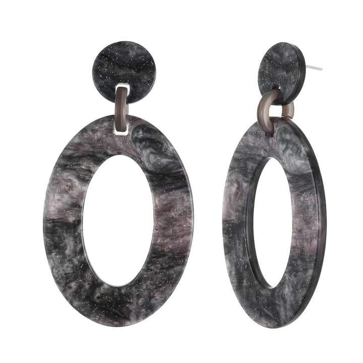 Oval Hallow Dangling Earrings