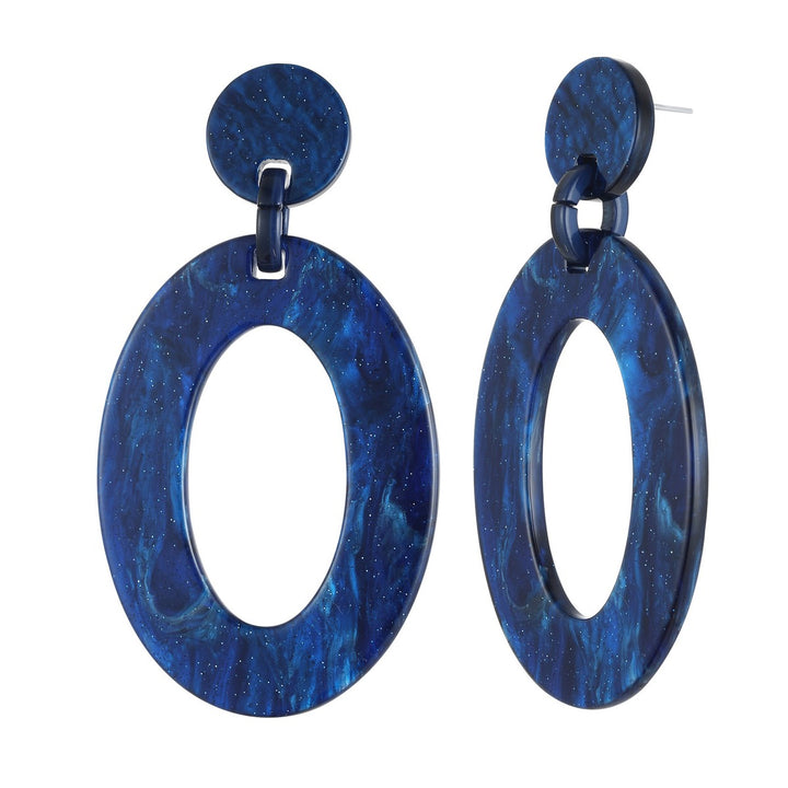 Oval Hallow Dangling Earrings