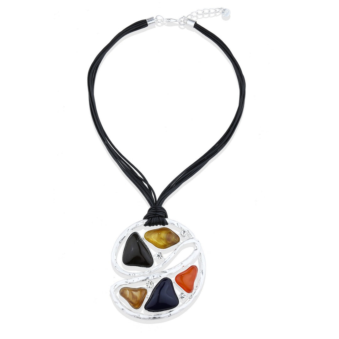 Multi Colours Stones Effect Pendant Necklace