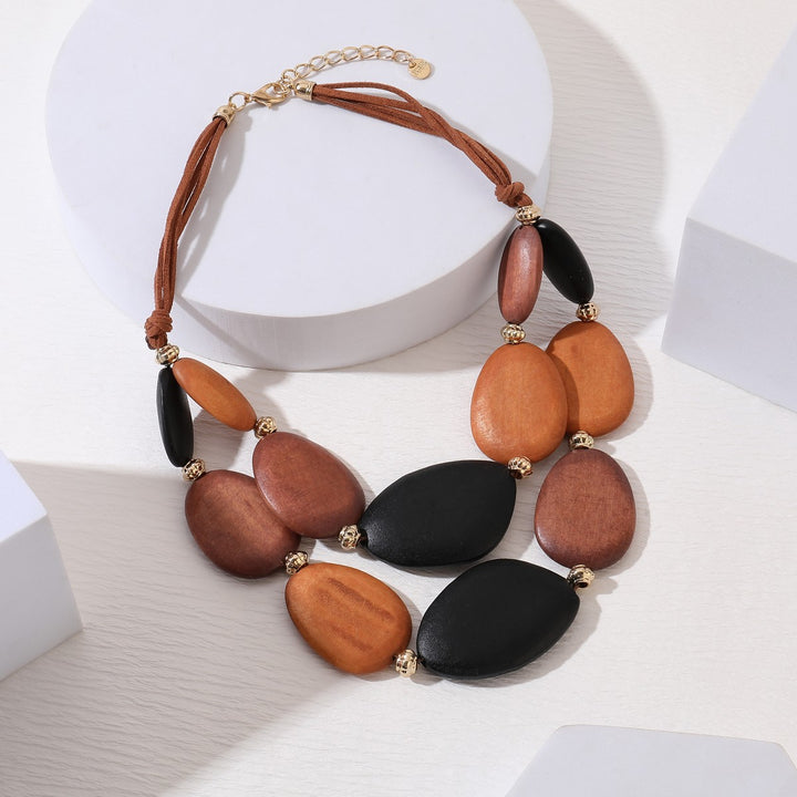 Wooden Effect Beads Neckalce