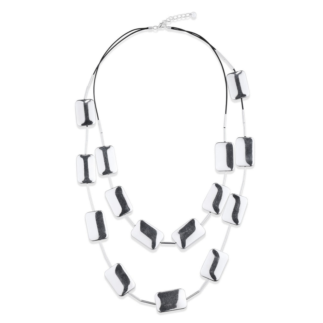 Rectangle Metal Beads In A Chord Necklace