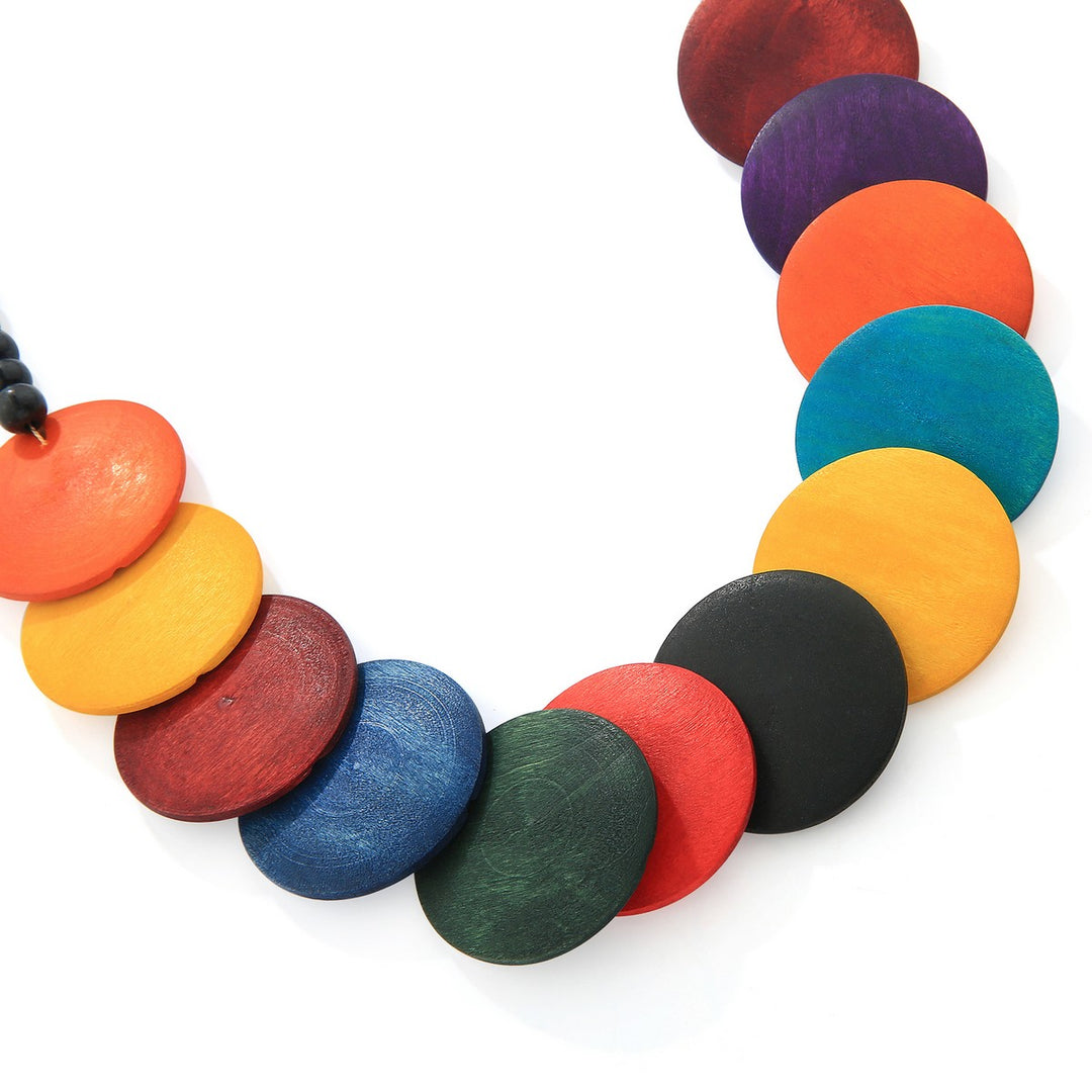 Multiple Wood Circle Necklace