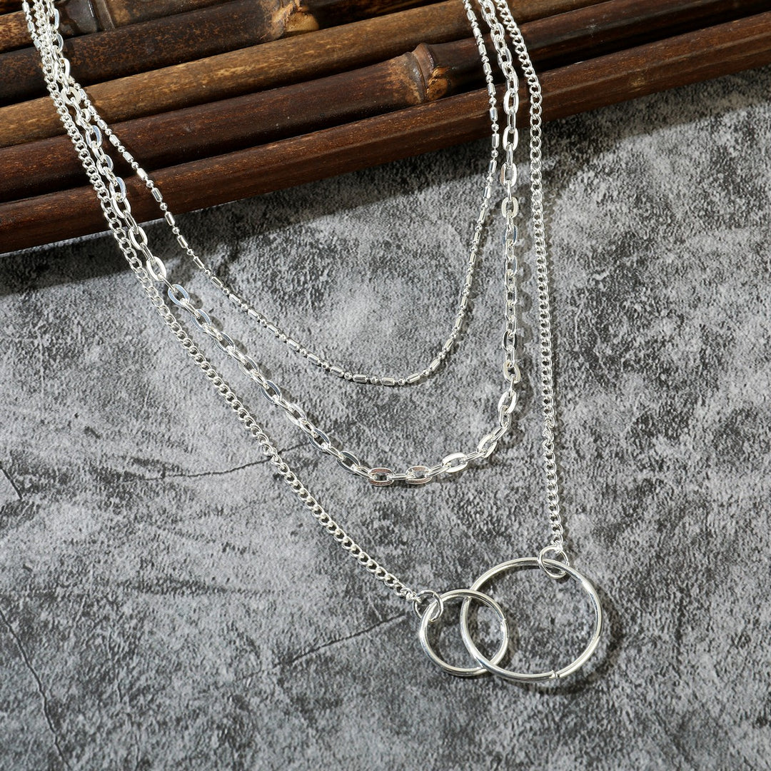 Double Circle Pendant Style Necklace