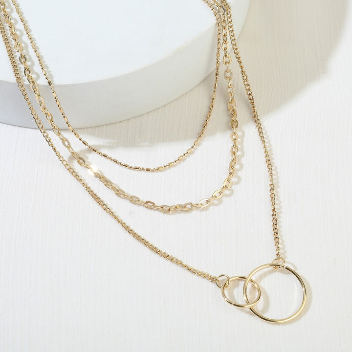 Double Circle Pendant Style Necklace