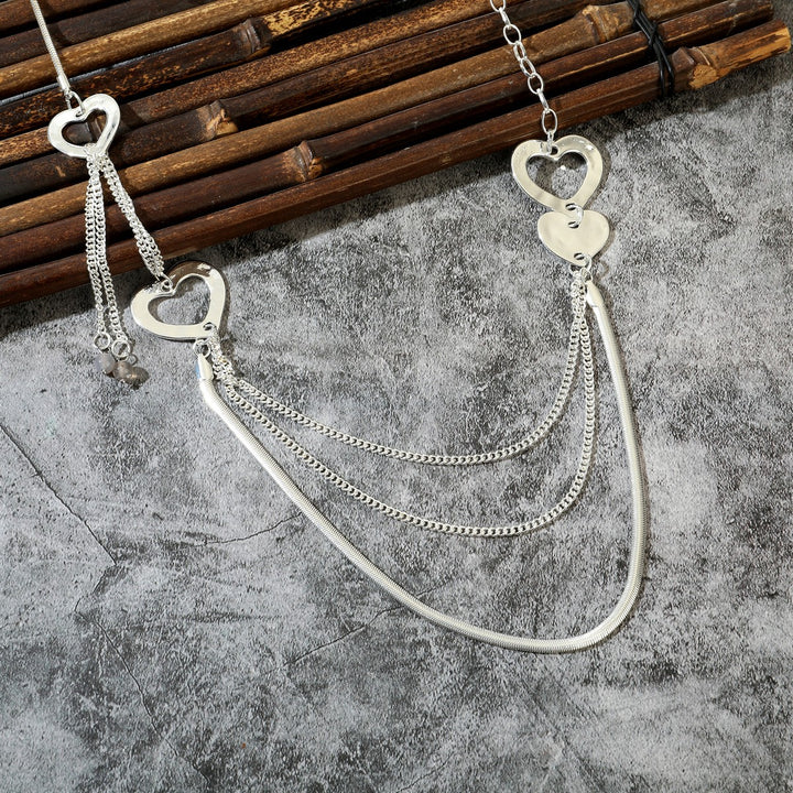 Three Chains With Heart Necklace