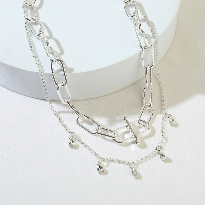 Clear Dangling Gems Chain Necklace