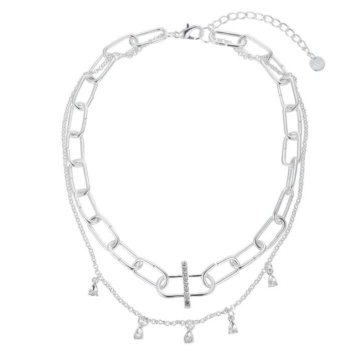 Clear Dangling Gems Chain Necklace