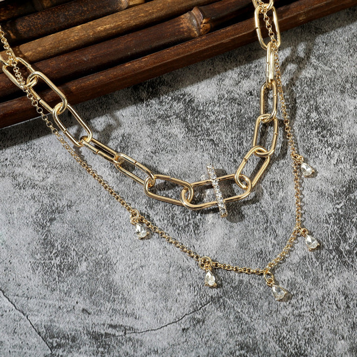 Clear Dangling Gems Chain Necklace