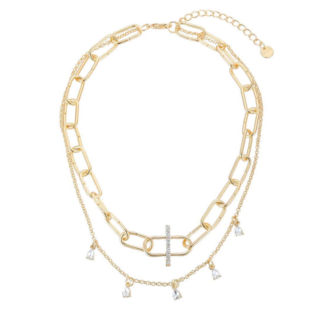 Clear Dangling Gems Chain Necklace