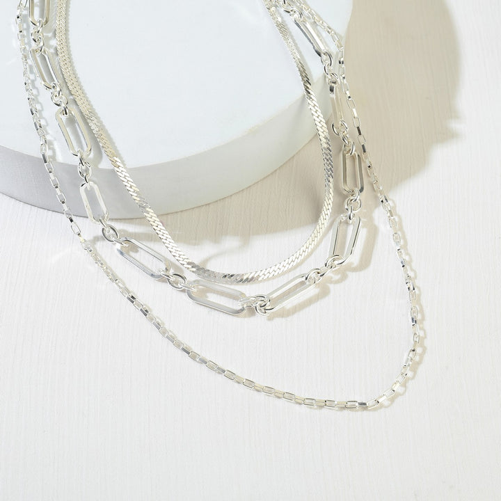 Three Different Chains In A Row Necklace