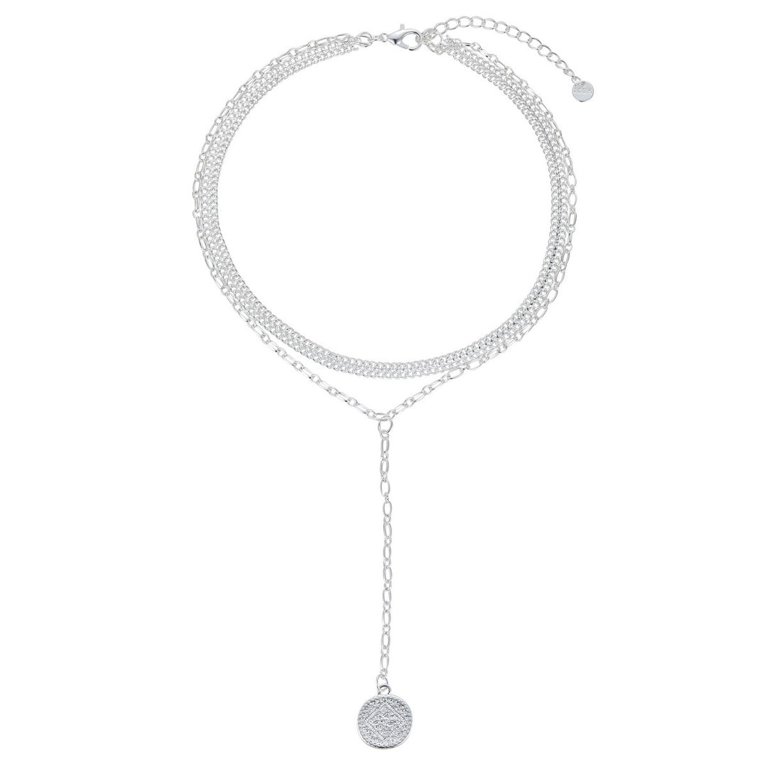 Long Dangling Circle Pendant Necklace