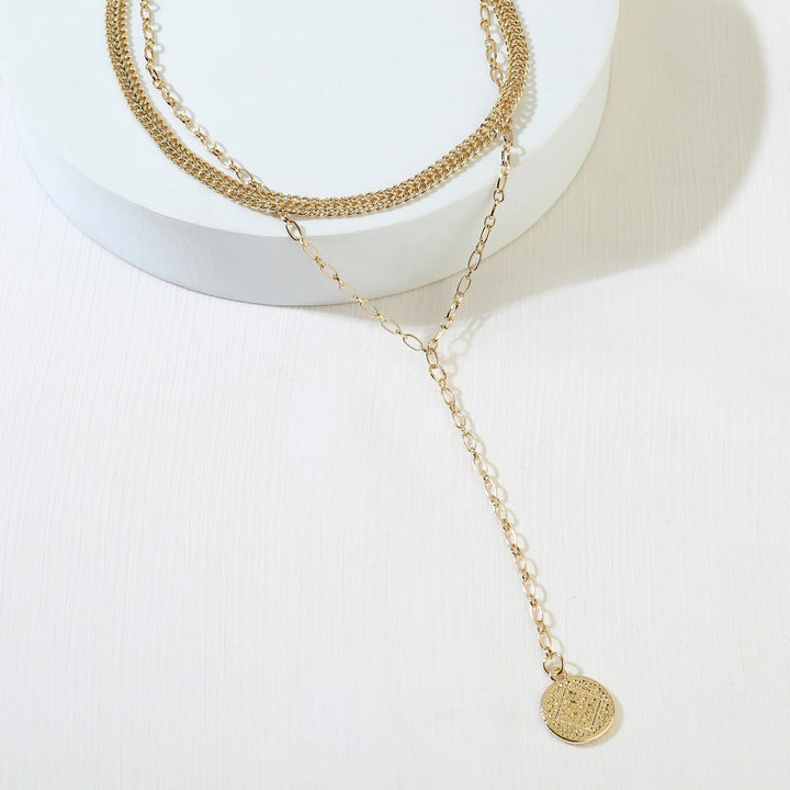 Long Dangling Circle Pendant Necklace