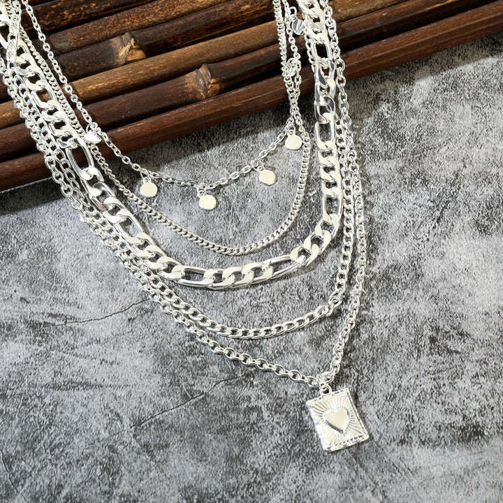 Different Style Of Chains In A Row Necklace