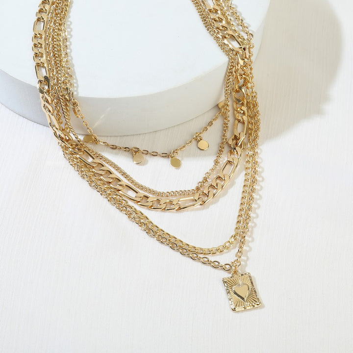 Different Style Of Chains In A Row Necklace