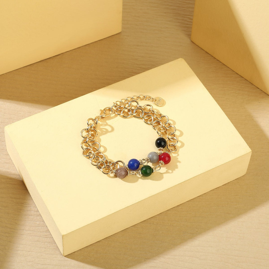 Colour Beads In Chain Bracelet