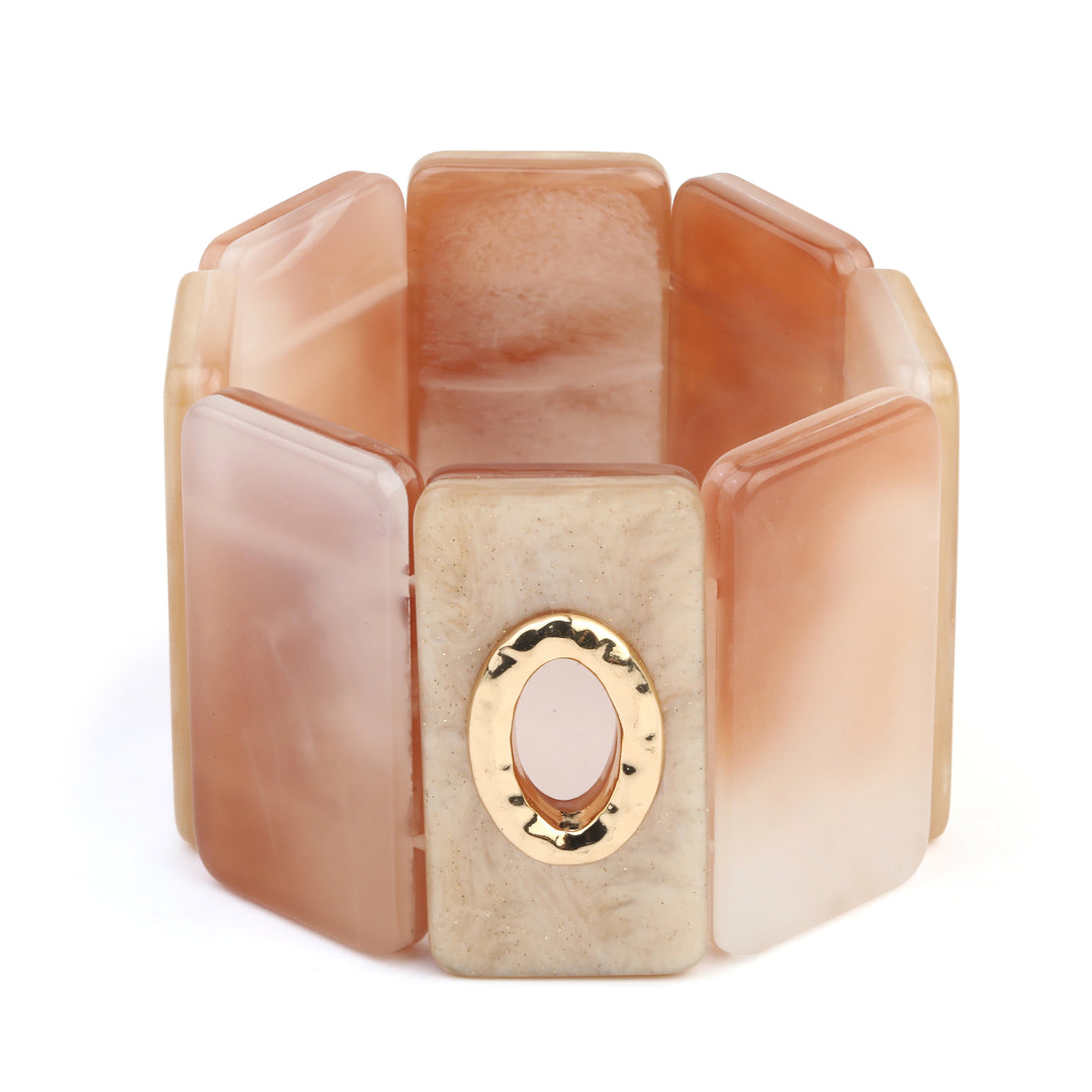 Long Disk With Gold Hole Stretch Bracelet